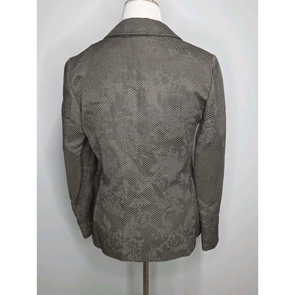 Armani Collezioni 10 Brown Grey Floral Printed Blazer Snap Button Elbow Pads Euc - Picture 3 of 10